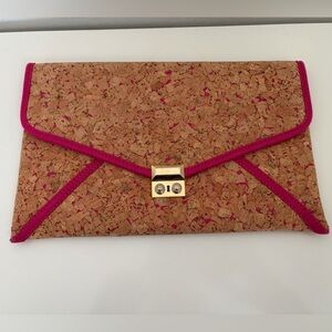 Henri Bendel Cork Clutch with Pink Accents
